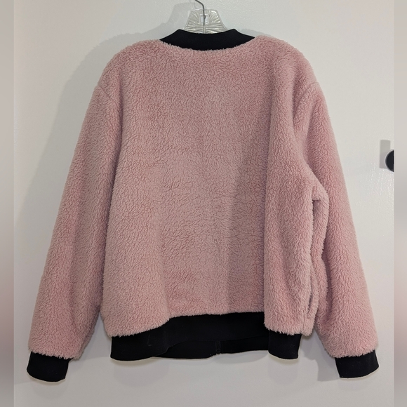 Disney Marie Pink Teddy Bomber Jacket XL Fuzzy Sherpa Kawaii Y2K Cozycore Zip - Picture 4 of 6